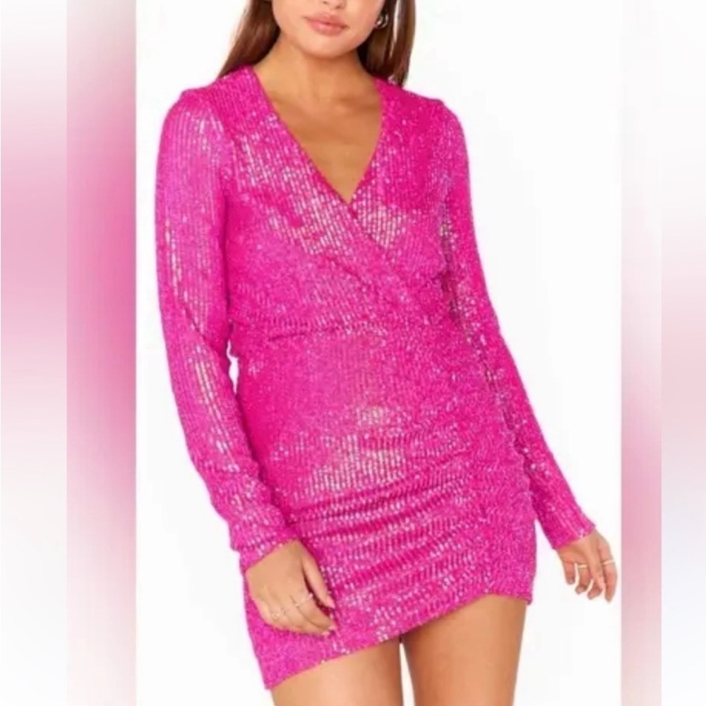 Show Me Your MuMu Party Hop dress bright pink sequin